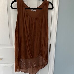 Women's Brown Sleeveless Scoop Neck Top